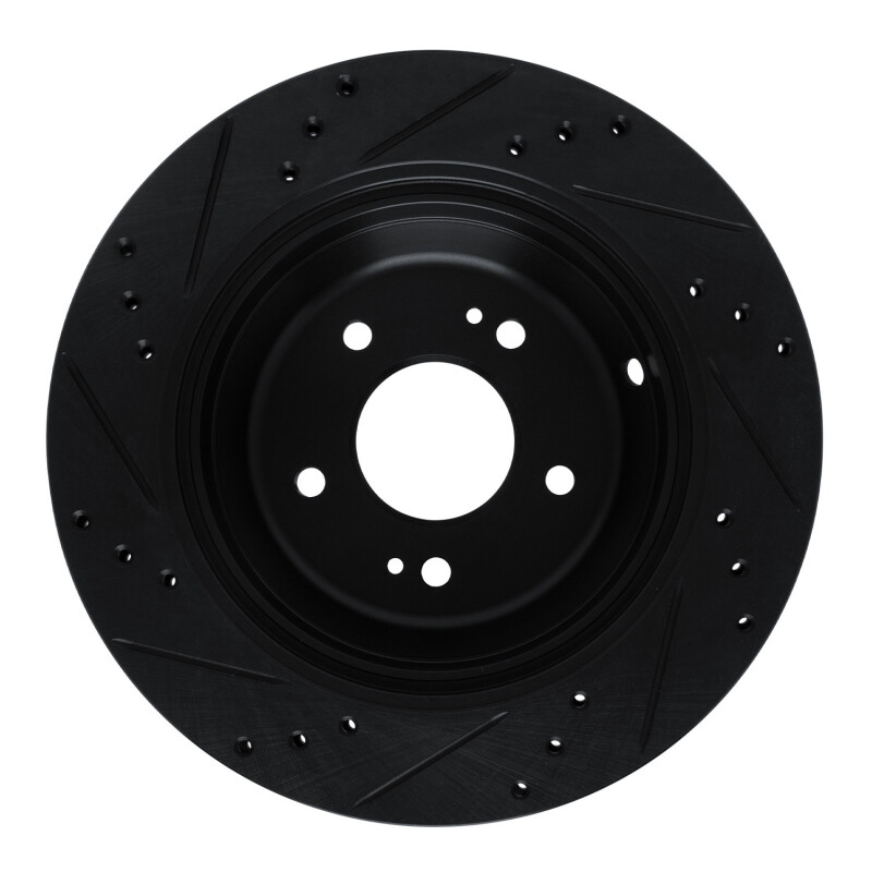 Hyundai Equus Brake Rotor (1) - Rear Right - R1 Concepts - Drilled & Slotted - Black - `11-`17